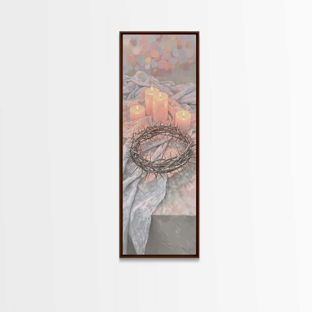 Crown Of Light – Framed Canvas Print – Christian Wall Art – Christian Art Canvas – Christmas Art – Narrow Art – Christian Christmas Art