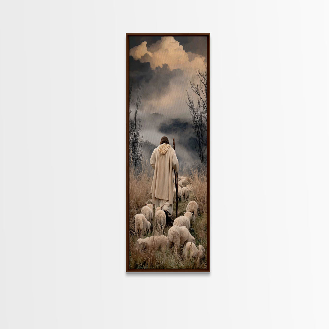 Cloud Valley Guide – Framed Canvas Print – Skinny Art – Christian Painting – Christian Art Canvas – Christian Art – Jesus Painting