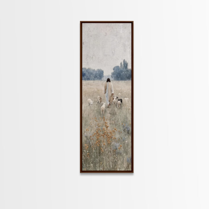 Shepherds Of Dawn – Framed Canvas Print – Tall Narrow Wall Art – Christian Art – Christian Painting – Christian Decor – Jesus Painting