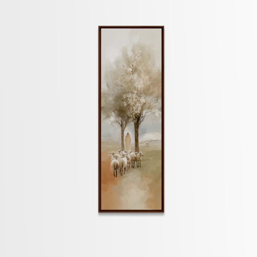 Shepherds Of Peace – Framed Canvas Print – Christian Wall Art – Jesus Painting – Tall Skinny Art Print – Christian Art Canvas – Christmas A