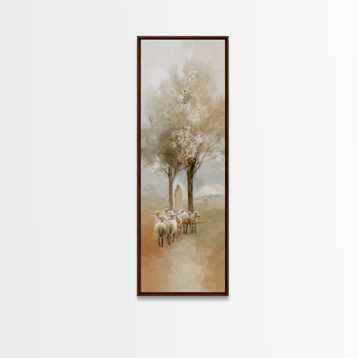 Shepherds Of Peace – Framed Canvas Print – Christian Wall Art – Jesus Painting – Tall Skinny Art Print – Christian Art Canvas – Christmas A