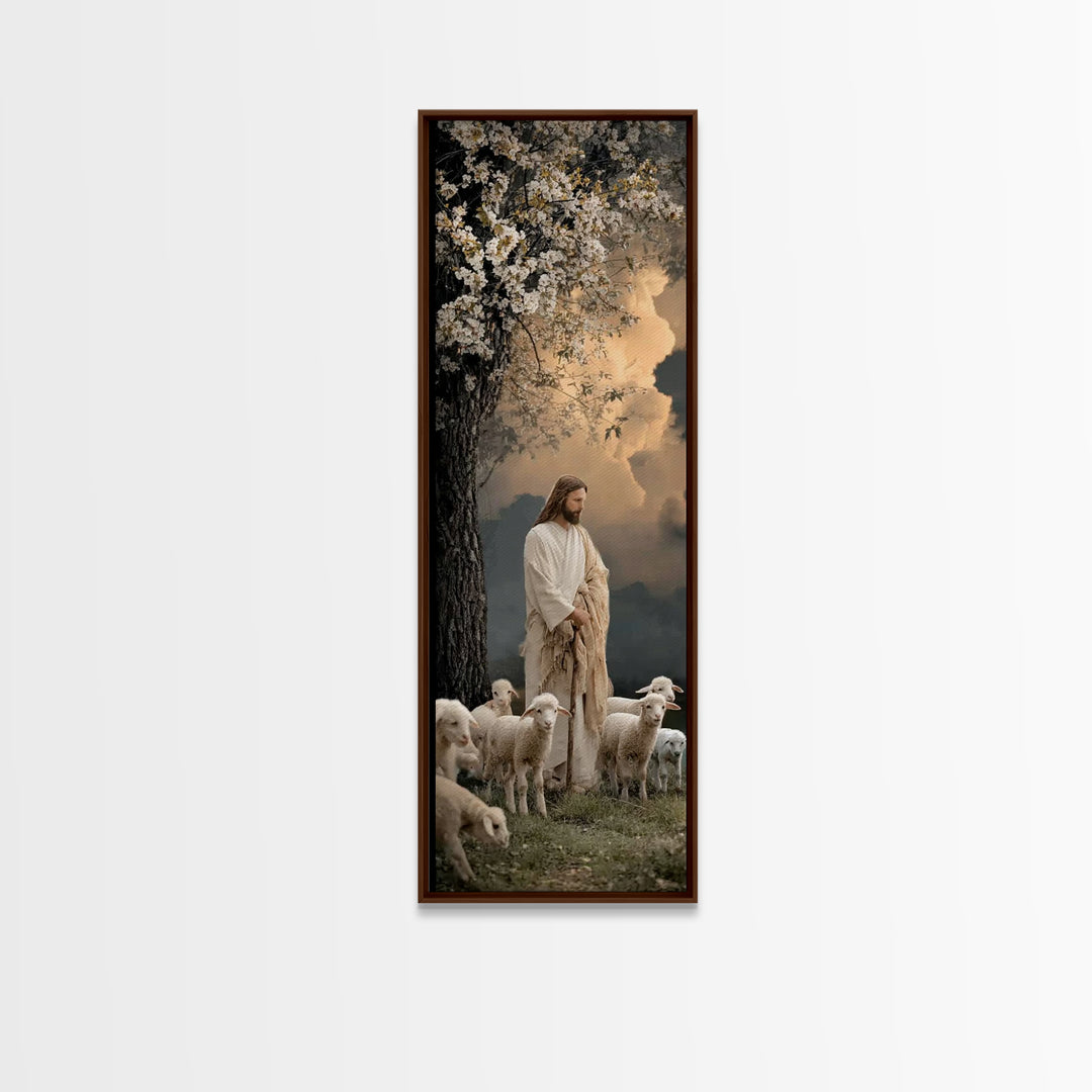 Blossoms Of Mercy, Framed Canvas Print, Christian Art Canvas, Narrow Art, Jesus Wall Art, Christian Christmas Art, Modern Christian Art