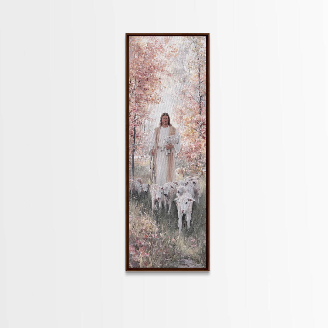 Fields Of Faith, Framed Canvas Print, Christian Art, Tall Skinny Art Print, Jesus Painting, Christian Art Gift, Christmas Art Work
