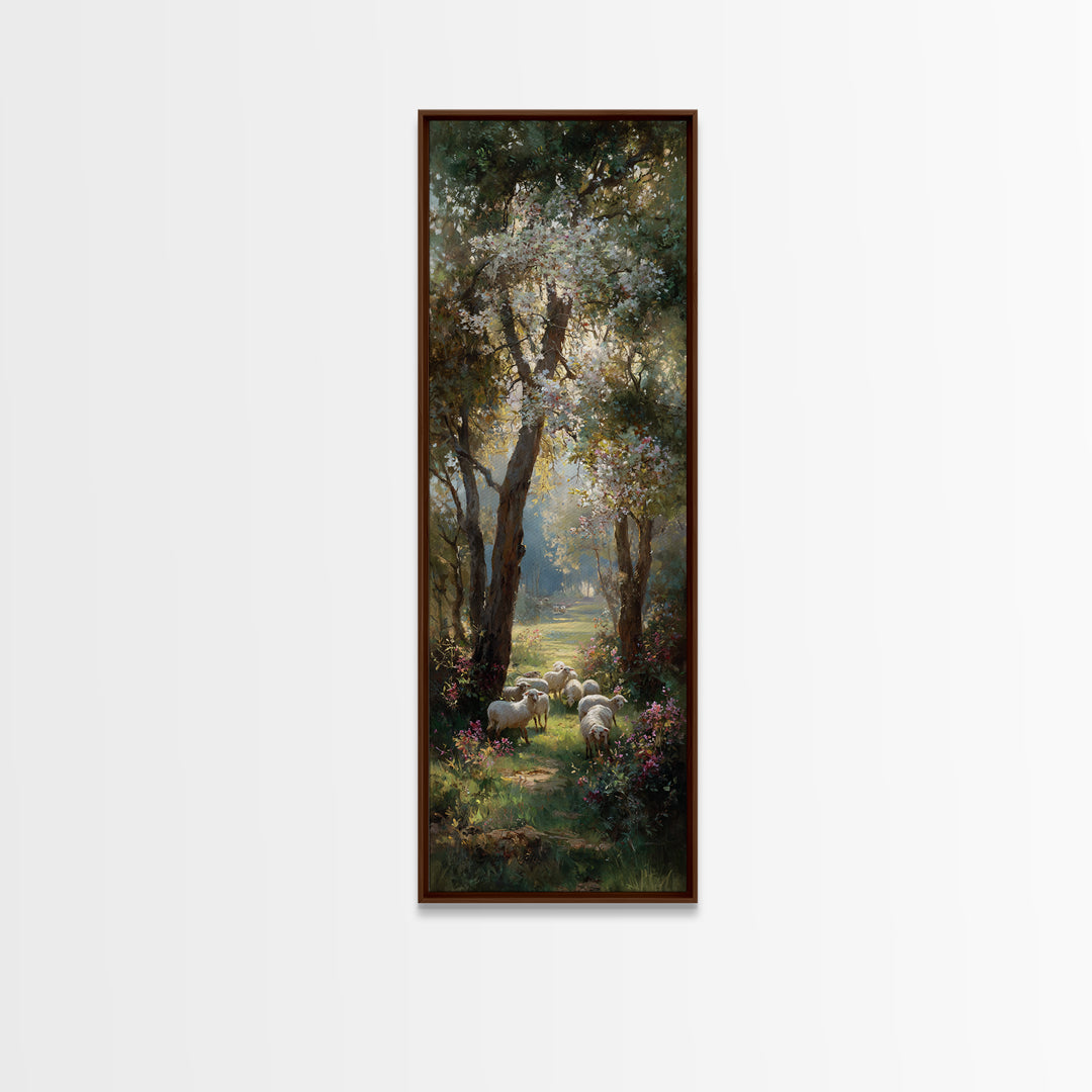 Quiet Shepherd Path | Framed Canvas Print | Christian Decor | Narrow Art | Jesus Wall Art | Christian Art Painting | Christmas TV Art