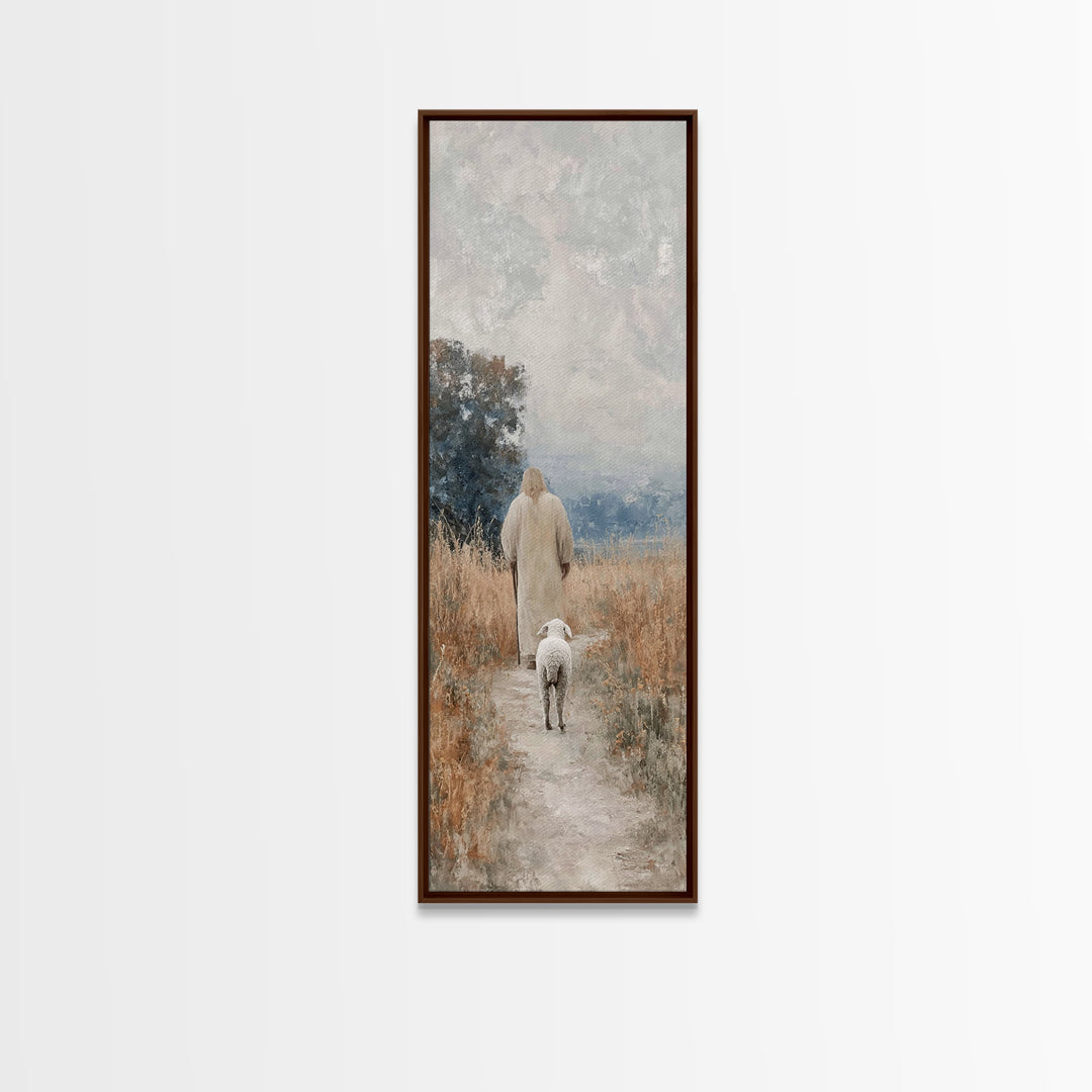 Hopeful Morning Walk - Framed Canvas Print - Christian Wall Art - Narrow Art - Jesus Painting Canvas - Christian Christmas - Christian Art