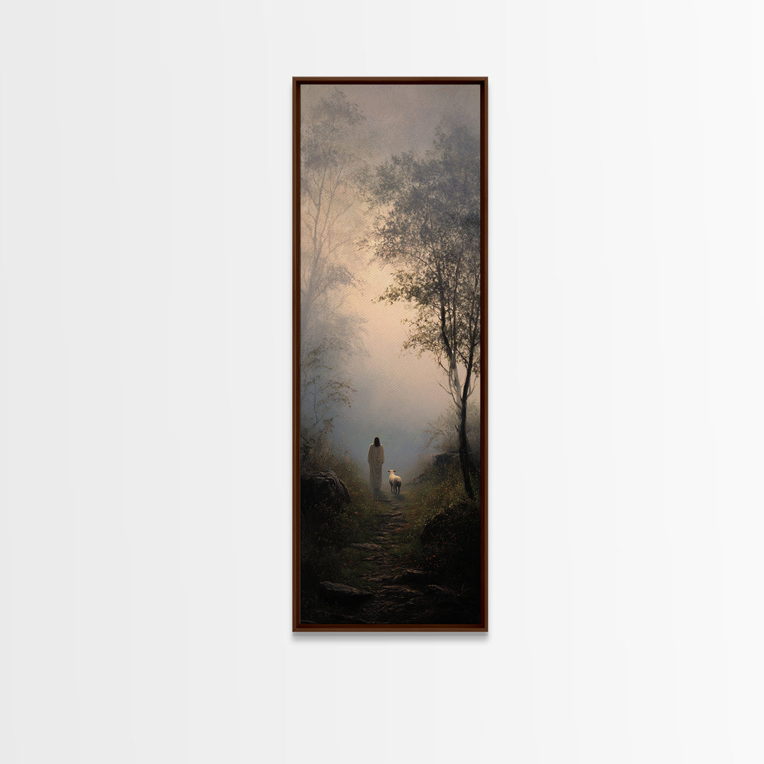Path Of Gentle Light – Framed Canvas Print – Tall Narrow Wall Art – Christian Wall Art – Jesus Painting – Christian Art Canvas – Christian