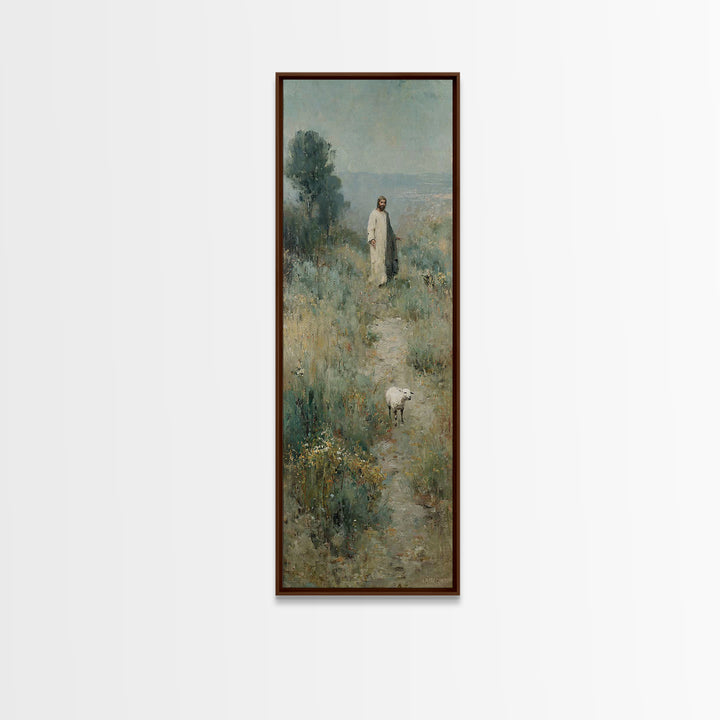 Shepherd’s Quiet Road, Framed Canvas Print, Narrow Art, Christian Art Canvas, Jesus Wall Art, Modern Christian Art, Christian Gift Ideas