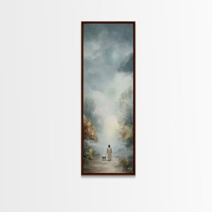 Peaceful Walk Ahead | Framed Canvas Print | Narrow Art | Christian Art Canvas | Jesus Art Print | Christian Decor | Christmas Canvas Wall A