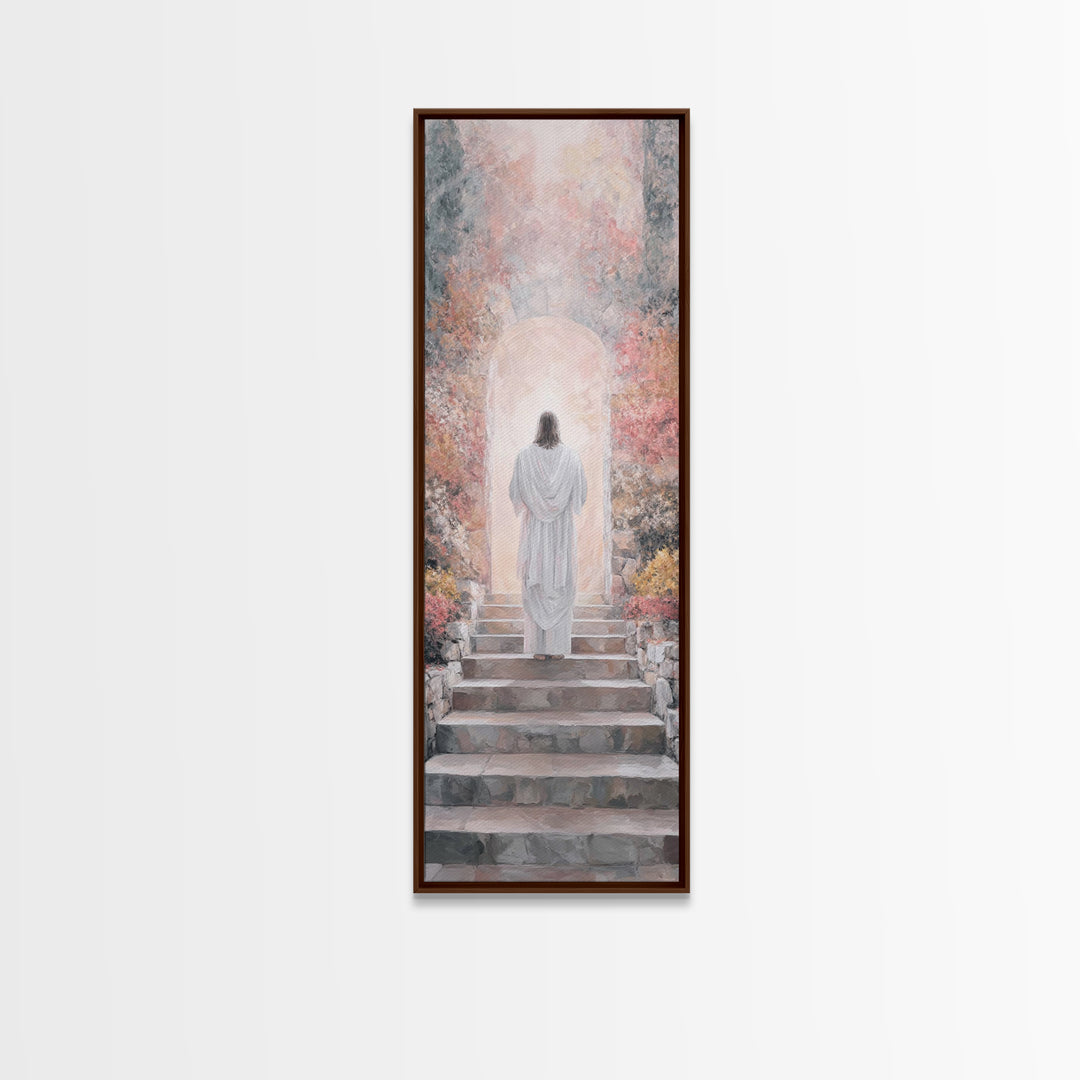 Garden of Light | Framed Canvas Print | Narrow Art | Christian Art Canvas | Jesus Painting | Christian Wall Art | Christian Gift