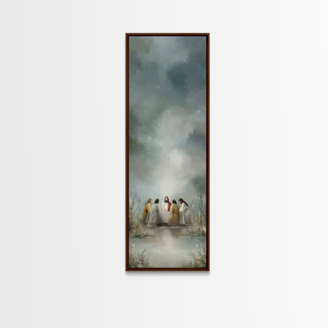 Night Of Fellowship – Framed Canvas Print – Tall Narrow Wall Art – Christian Wall Art – Jesus Painting – Christian Art Canvas – Christian D