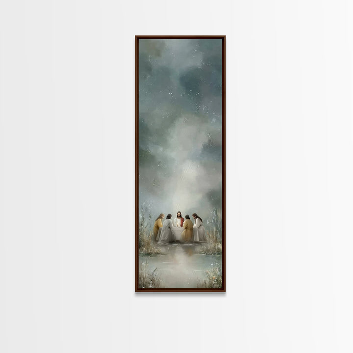 Night Of Fellowship – Framed Canvas Print – Tall Narrow Wall Art – Christian Wall Art – Jesus Painting – Christian Art Canvas – Christian D