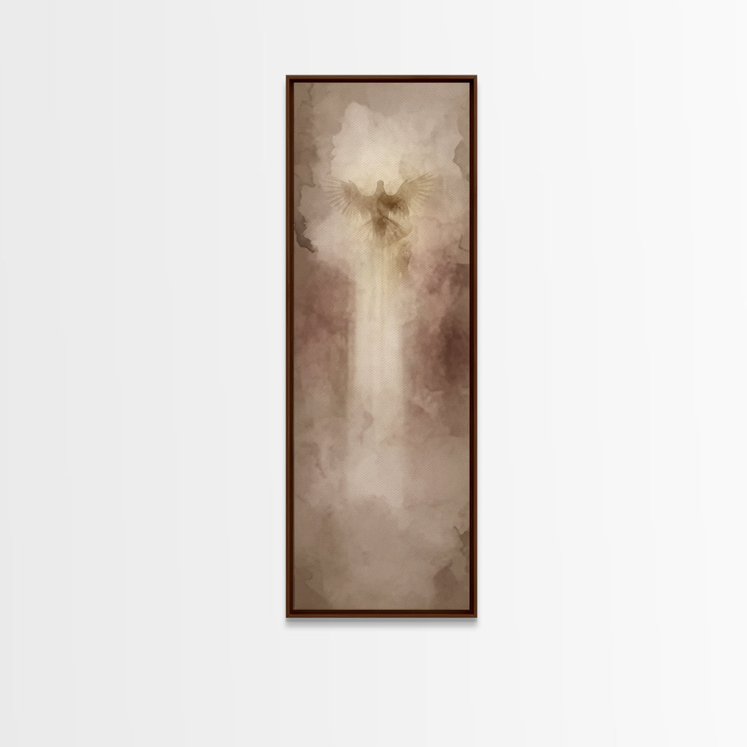 Heavenly Ascent Dove, Framed Canvas Print, Christian Art Canvas, Modern Christian Art, Tall Skinny Art Print, Christian Painting, Christian