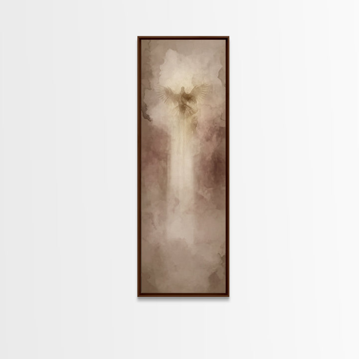 Heavenly Ascent Dove, Framed Canvas Print, Christian Art Canvas, Modern Christian Art, Tall Skinny Art Print, Christian Painting, Christian