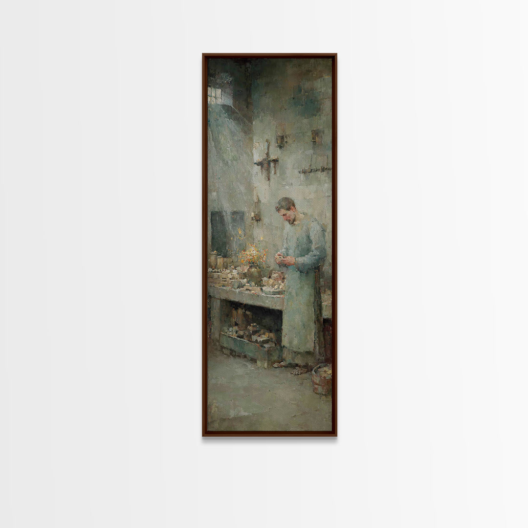 Crafted In Faith – Framed Canvas Print – Tall Narrow Wall Art – Christian Wall Art – Jesus Painting – Christian Art Canvas – Unique Christi