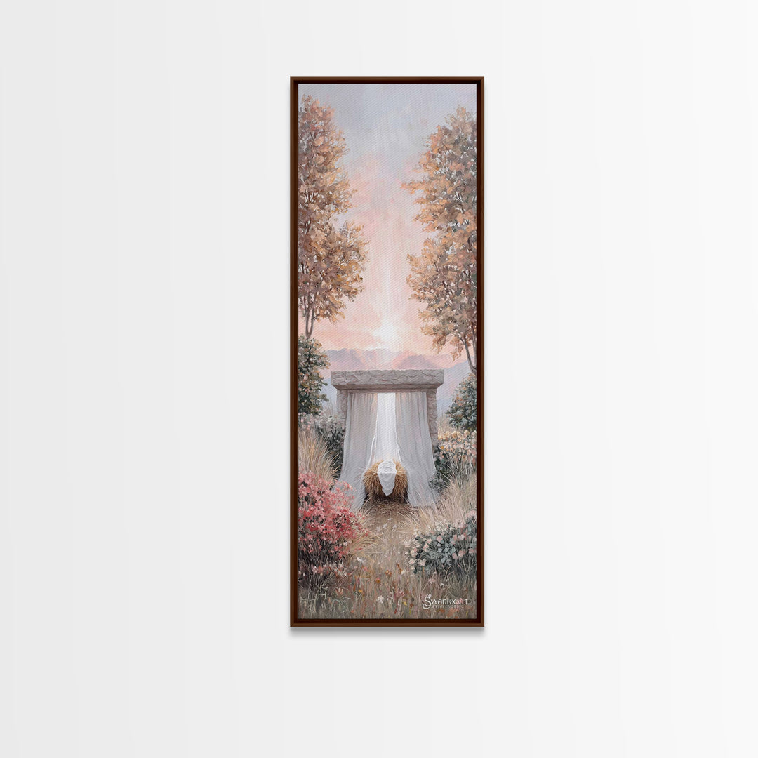 Dawn Of Bethlehem – Framed Canvas Print – Tall Narrow Wall Art – Christian Art – Christmas Art – Christian Art Canvas – Christian Paintings