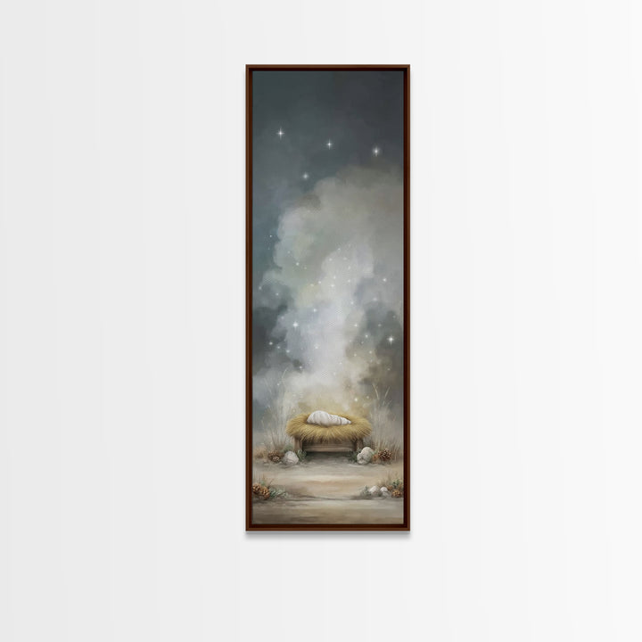 Starborn Holy Child – Framed Canvas Print – Skinny Art – Christian Art Canvas – Christian Wall Art – Christmas Art – Jesus Art Print – Chri