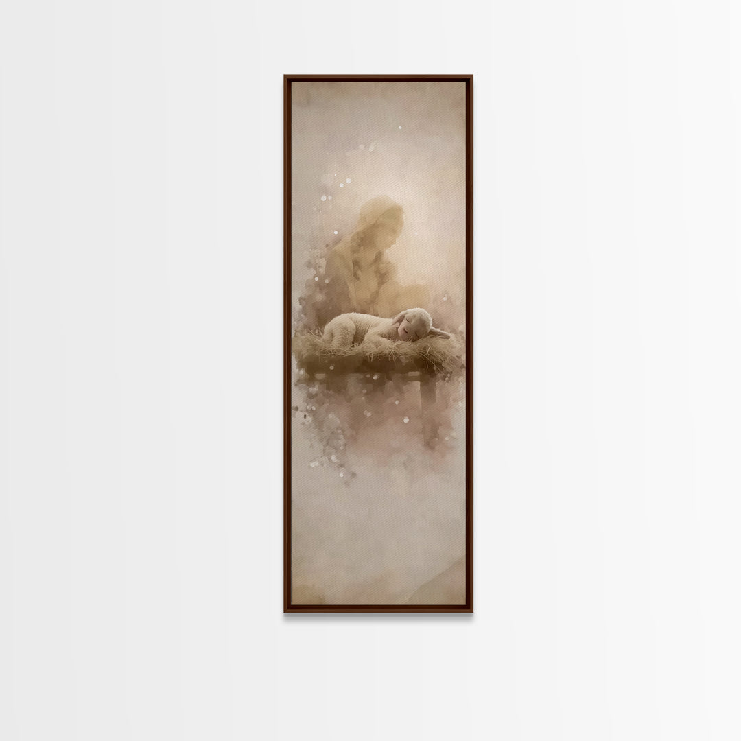 Lamb Of Pure Light – Framed Canvas Print – Tall Skinny Art Print – Christian Art – Christian Art Canvas – Christmas Art – Christian Wall Ar