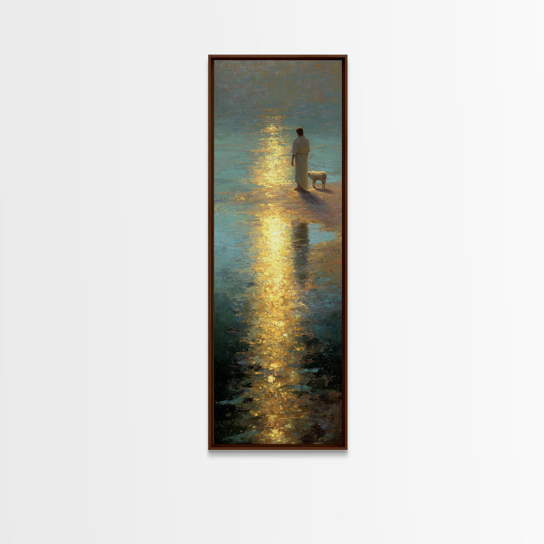 Guiding River Hope – Framed Canvas Print – Christian Christmas Art – Jesus Painting – Christian Art Canvas – Tall Skinny Art Print