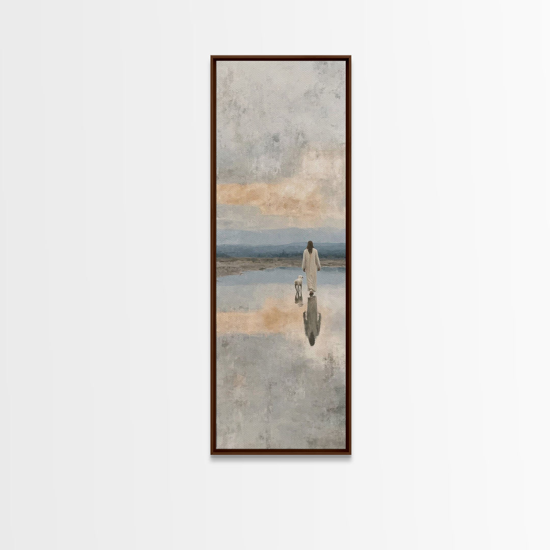 Path Of Still Waters – Framed Canvas Print – Christian Wall Art – Jesus Painting – Christian Art Canvas – Narrow Art – Christian Art