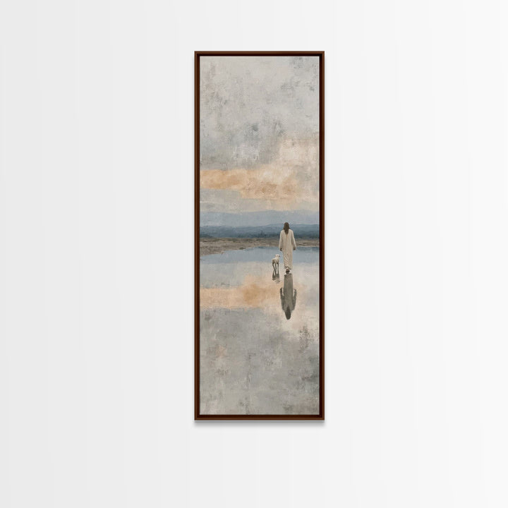 Path Of Still Waters – Framed Canvas Print – Christian Wall Art – Jesus Painting – Christian Art Canvas – Narrow Art – Christian Art