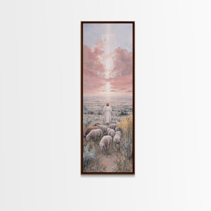 Guiding Shepherd Path | Framed Canvas Print | Christian Wall Art | Skinny Art | Christian Painting | Christmas Wall Art | Jesus Art Canvas