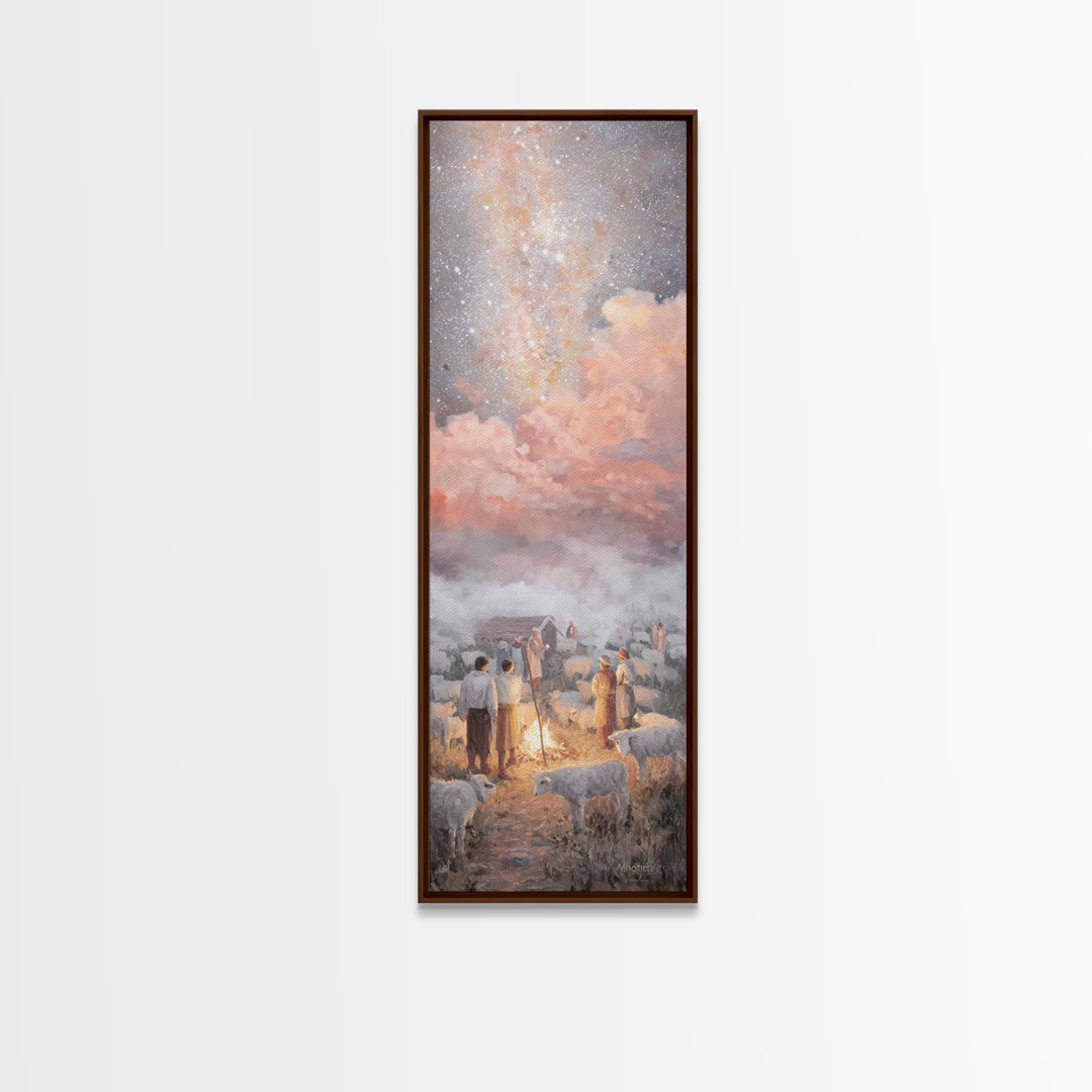 Starry Night Watch - Framed Canvas Print - Christian Christmas Decor - Skinny Art - Christian Wall Art - Jesus Painting - Christian Canvas