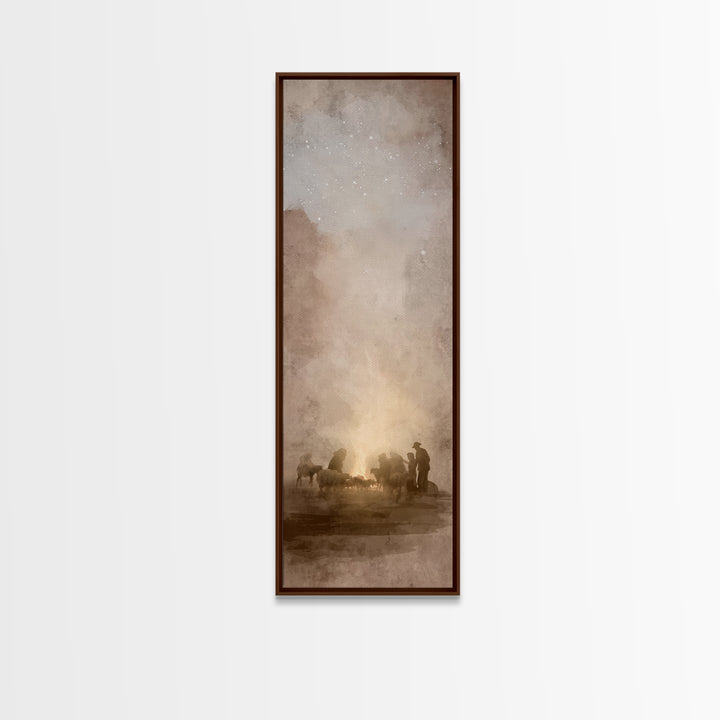 Desert Watch Glow - Framed Canvas Print - Christian Art Canvas - Tall Skinny Art Print - Christmas Art - Jesus Painting - Christian Decor