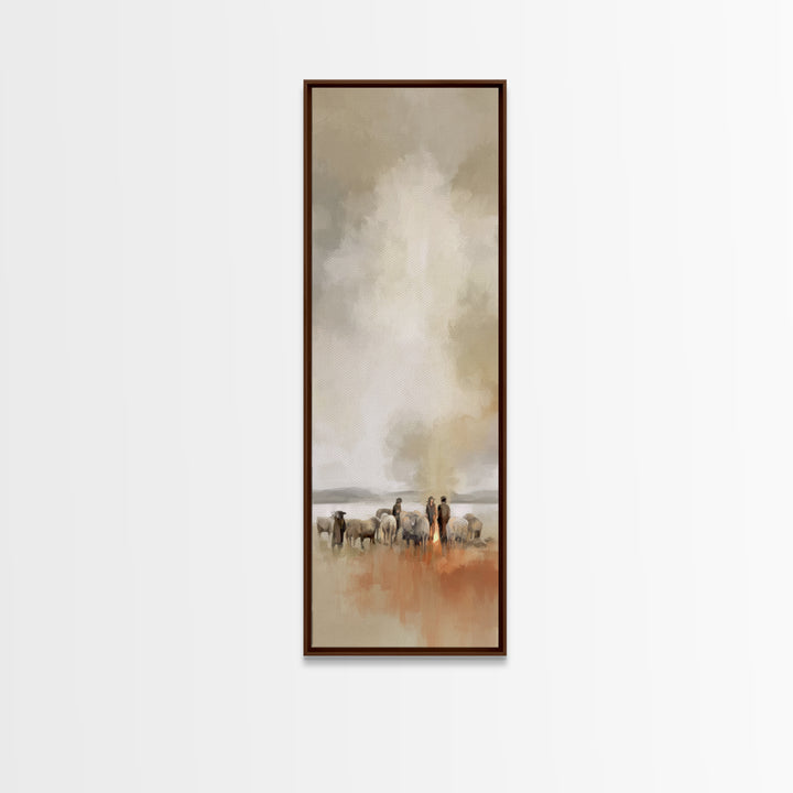 Shepherds Of Dawn | Framed Canvas Print | Christian Wall Art | Christian Art Canvas | Jesus Painting | Tall Narrow Wall Art | Christian Chr