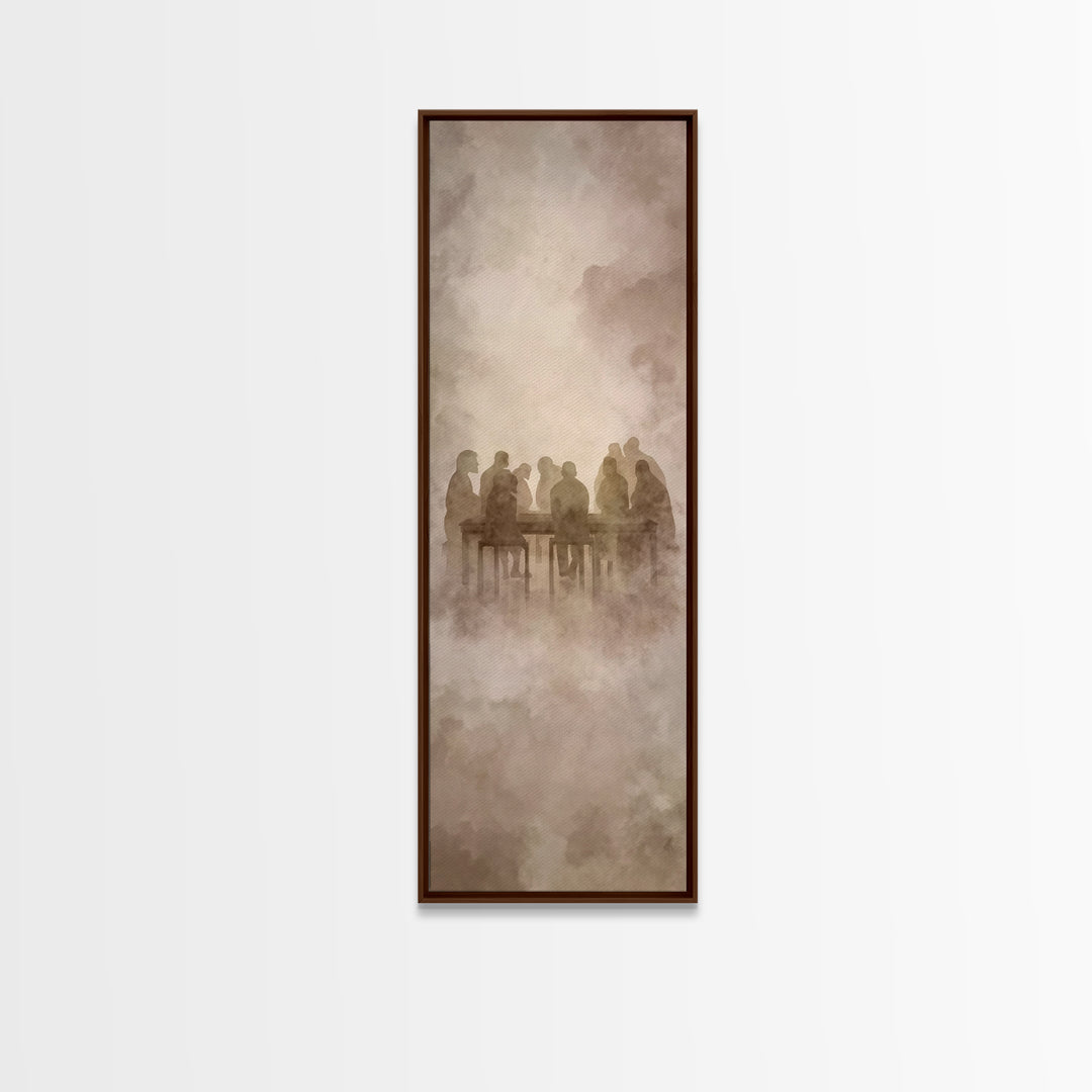 Heavenly Table Gathering | Framed Canvas Print | Christian Art Canvas | Christian Wall Art | Jesus Painting | Narrow Art | Christian Gift I