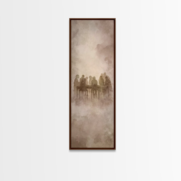 Heavenly Table Gathering | Framed Canvas Print | Christian Art Canvas | Christian Wall Art | Jesus Painting | Narrow Art | Christian Gift I