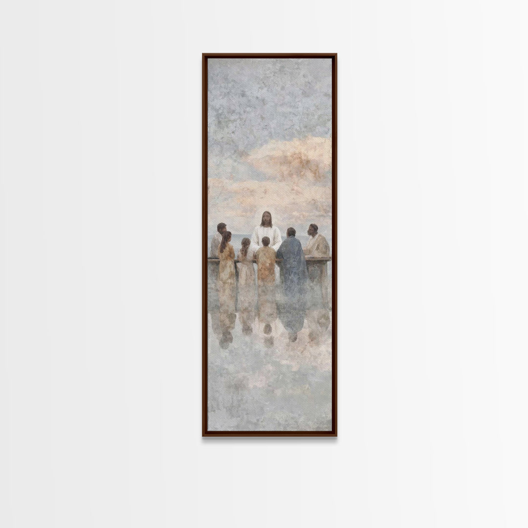 Communion In Shadow | Framed Canvas Print | Christian Art Canvas | Christian Wall Art | Jesus Painting | Skinny Art | Modern Christian Art
