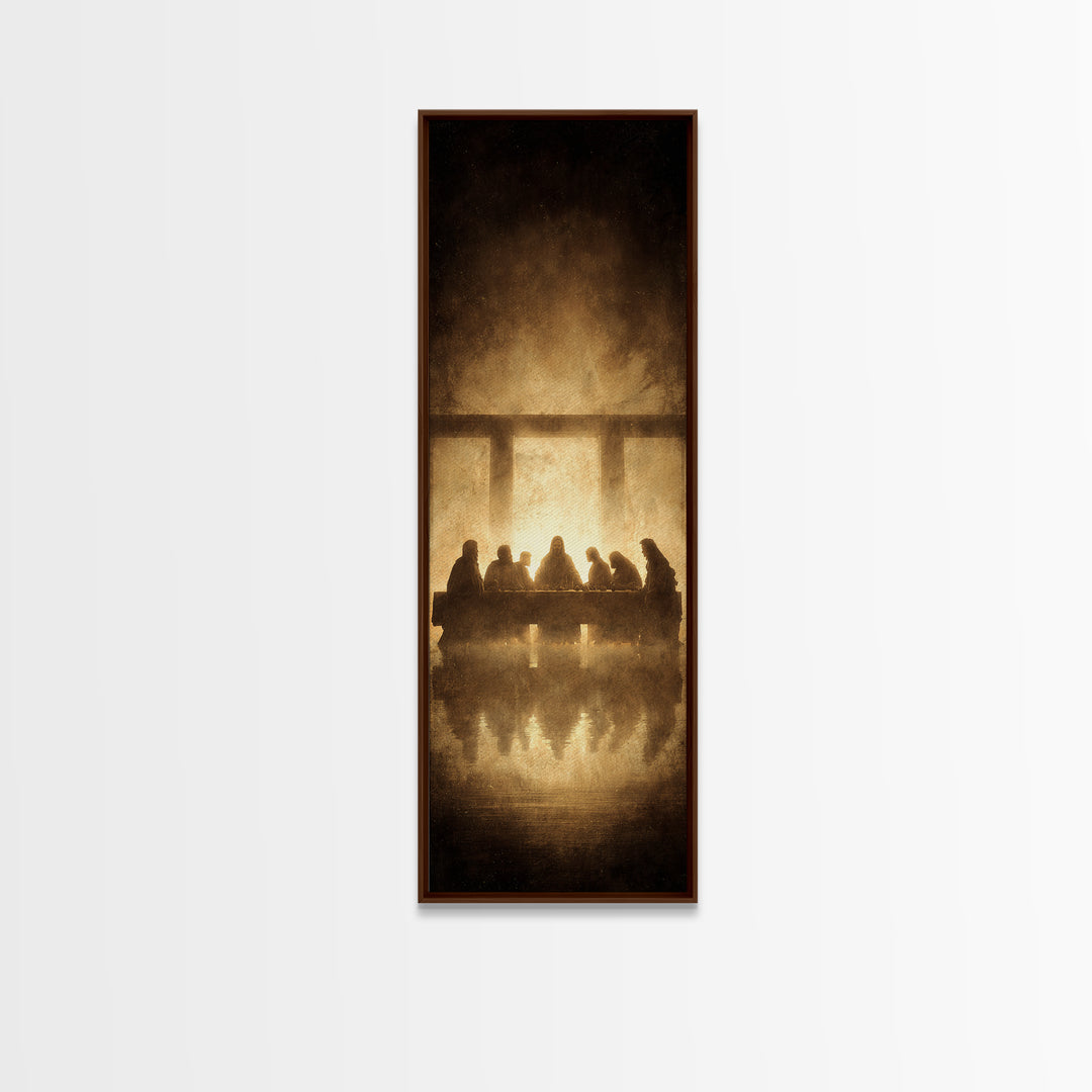 Sacred Last Supper | Framed Canvas Print | Christian Wall Art | Jesus Painting | Christian Art Canvas | Tall Narrow Wall Art