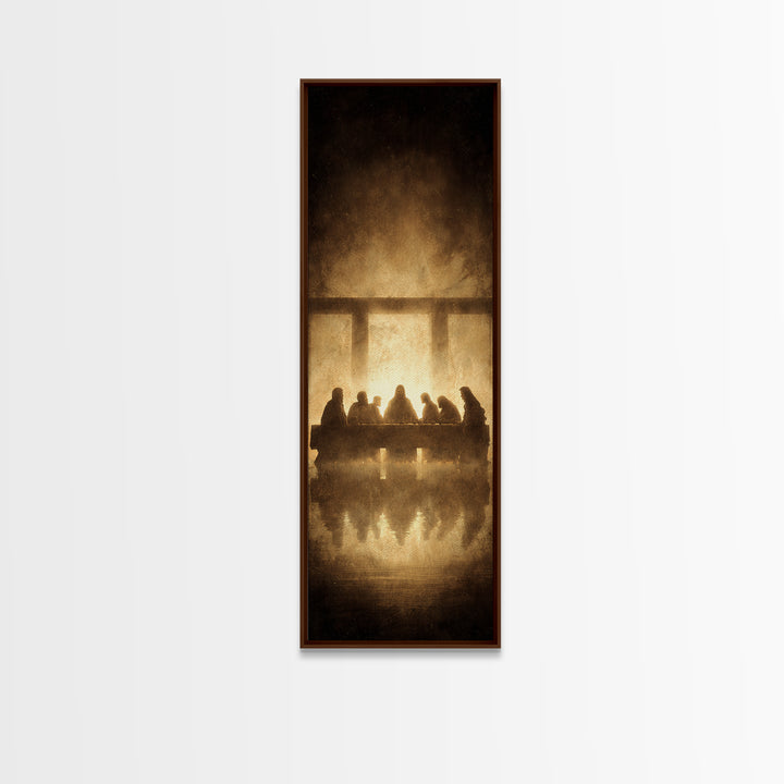 Sacred Last Supper | Framed Canvas Print | Christian Wall Art | Jesus Painting | Christian Art Canvas | Tall Narrow Wall Art
