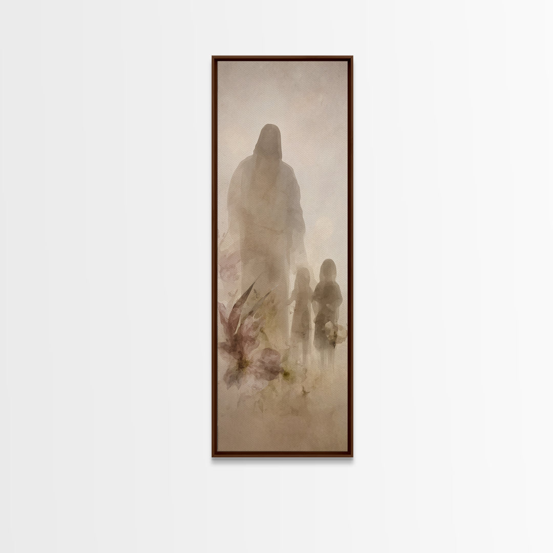 Heavenly Companions | Framed Canvas Print | Christian Wall Art | Christian Art Print | Jesus Painting | Tall Skinny Art Print