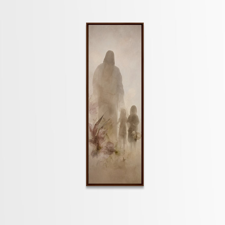 Heavenly Companions | Framed Canvas Print | Christian Wall Art | Christian Art Print | Jesus Painting | Tall Skinny Art Print