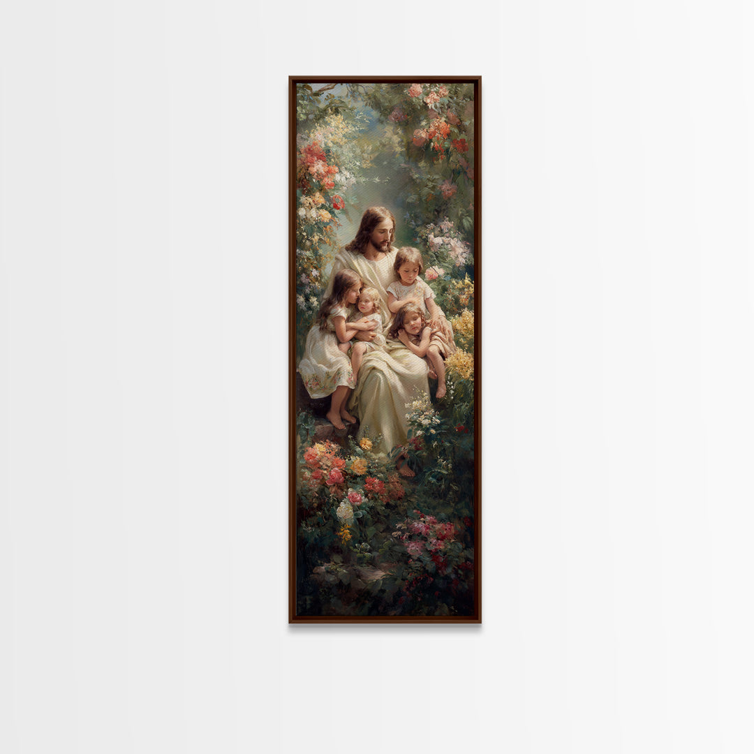 Gentle Shepherd Light | Framed Canvas Print | Christian Painting | Christian Art Canvas | Christian Wall Art | Narrow Art