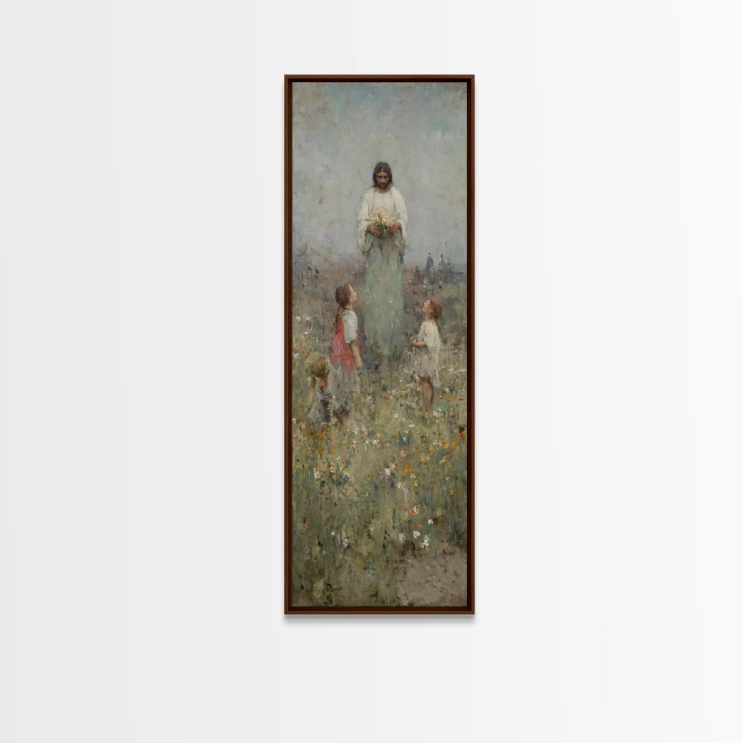 Fields Of Mercy | Framed Canvas Print | Christian Wall Art | Christian Art Canvas | Jesus Painting | Tall Skinny Art Print