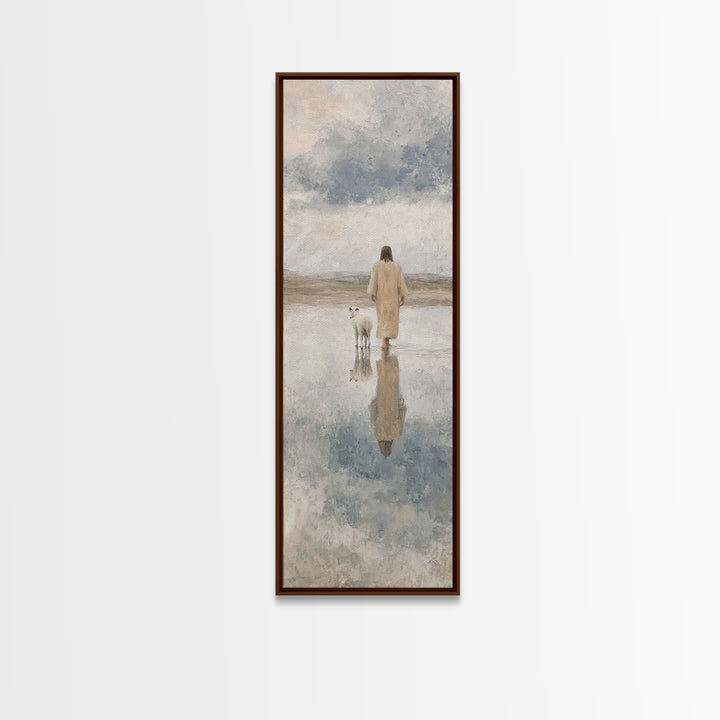 Shepherd’s Still Path – Framed Canvas Print – Christian Art Print – Jesus Painting – Christian Wall Art – Skinny Art – Modern Christian Art