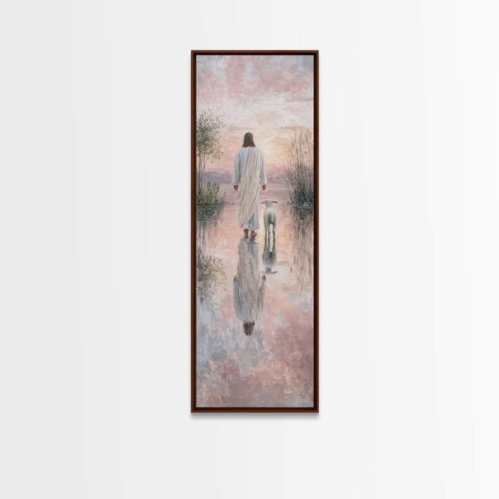 Twilight Shepherd Calm – Framed Canvas Print – Christian Wall Art – Jesus Painting – Christian Art Canvas – Skinny Art – Christian Gift