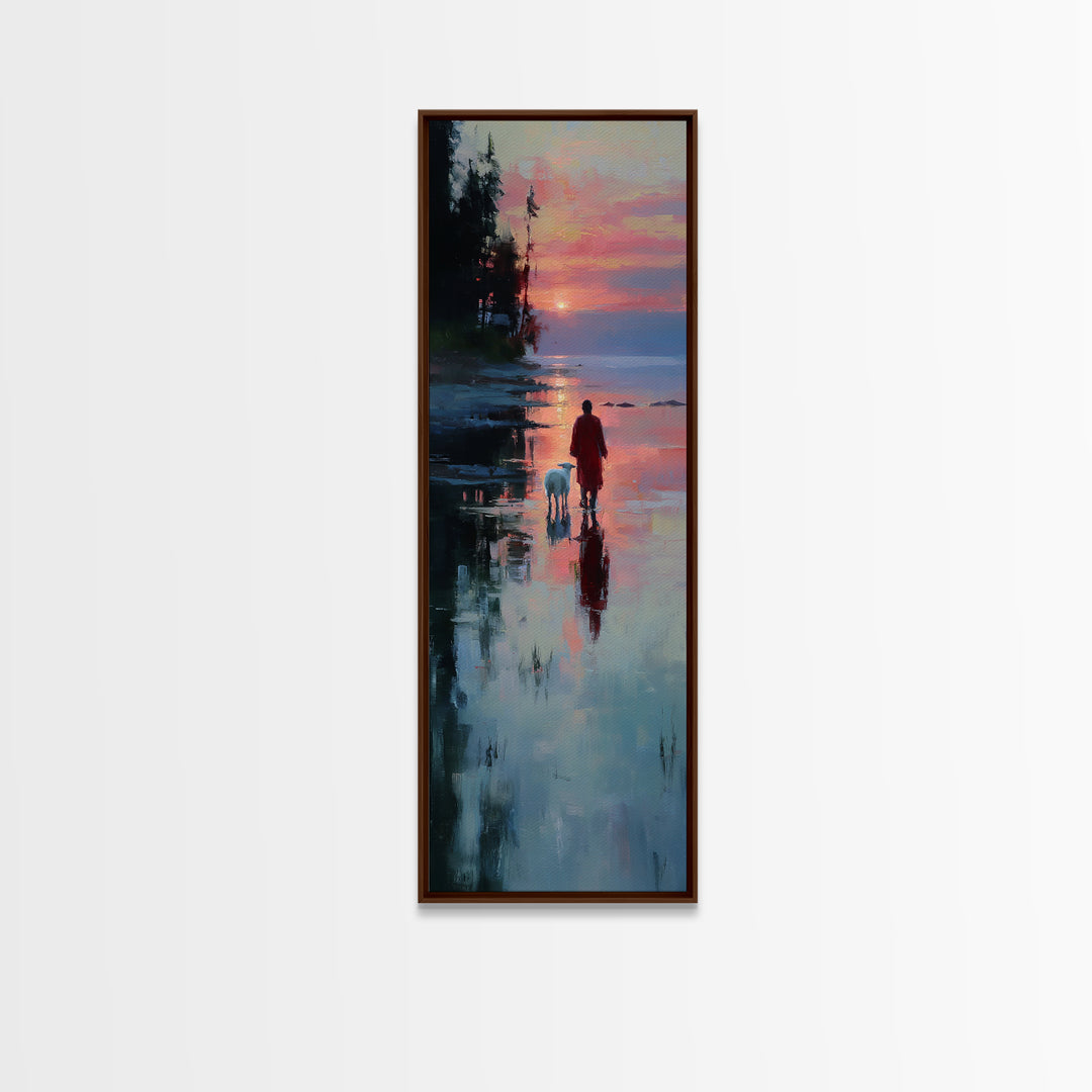 Starlit Holy Journey – Framed Canvas Print – Christian Christmas Art – Christian Wall Art – Christmas Art Canvas – Tall Skinny Art Print –