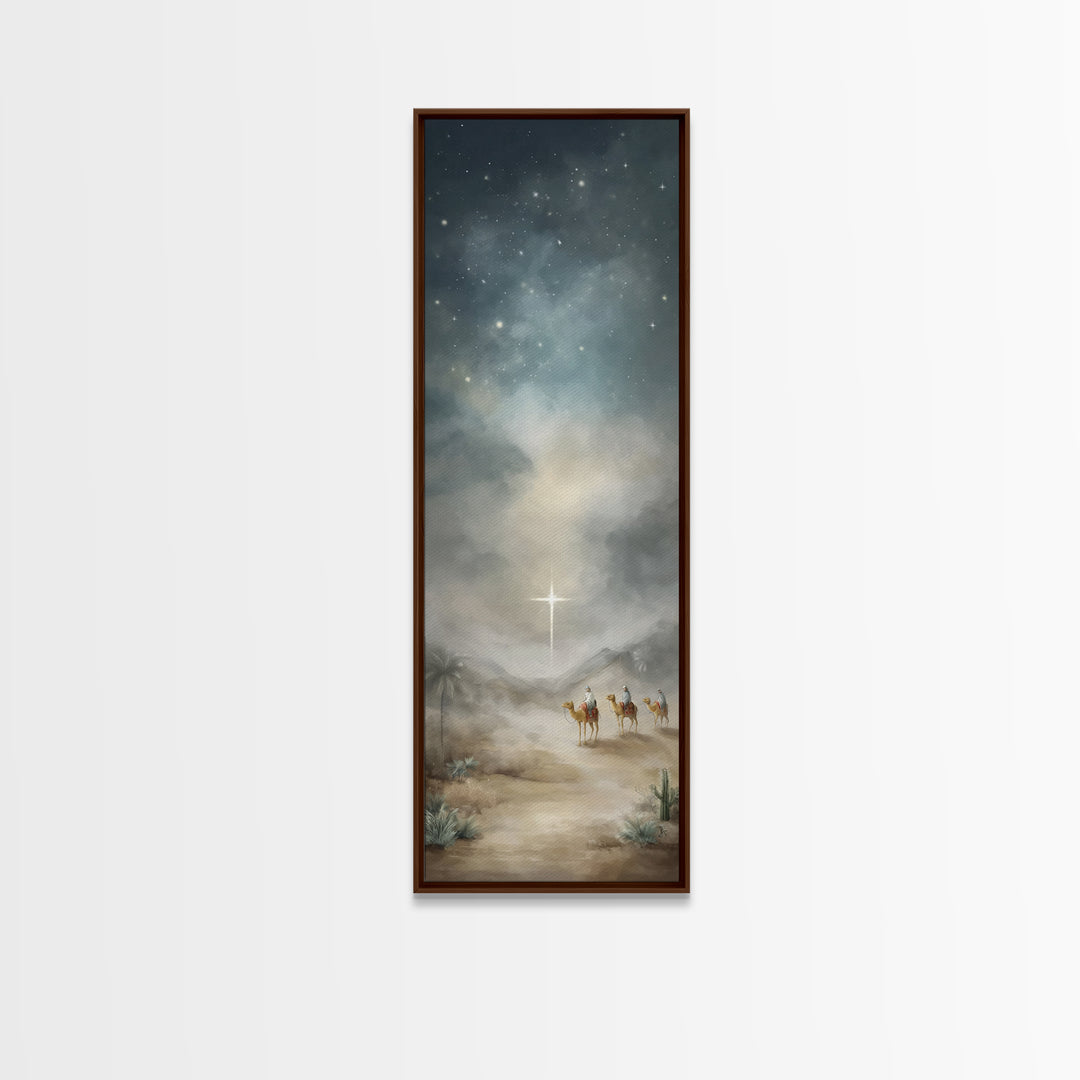 Bethlehem Night Star – Framed Canvas Print – Christmas Art – Christian Christmas Art – Christian Wall Art – Skinny Art – Framed Christmas A