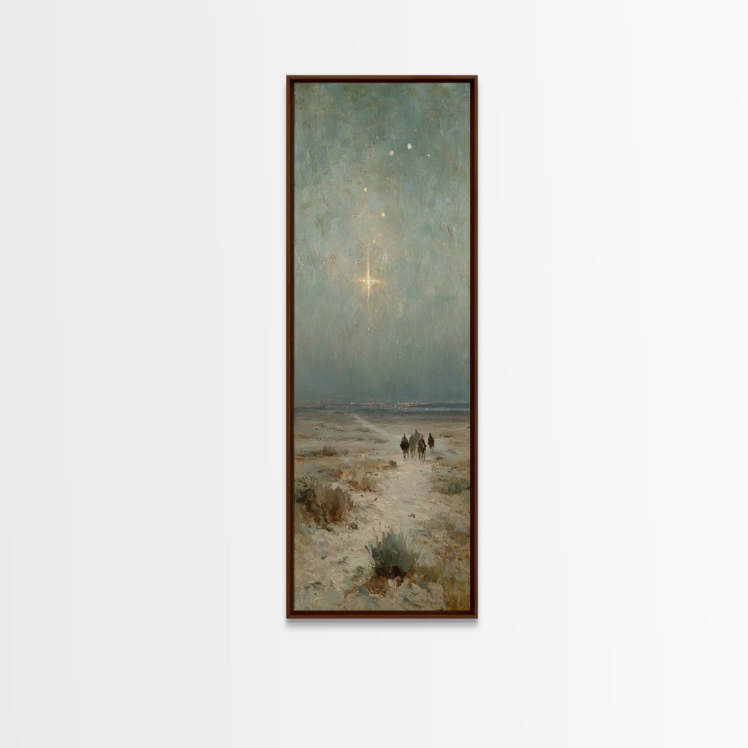 Bethlehem Star Path | Framed Canvas Print | Christmas Art | Christian Wall Art | Christian Art Canvas | Narrow Art | Christian Christmas De