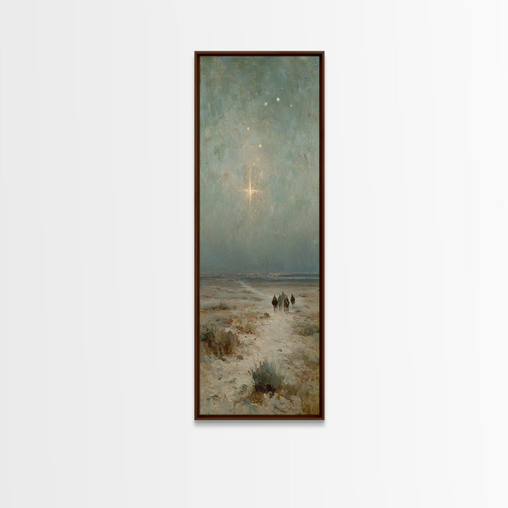 Bethlehem Star Path | Framed Canvas Print | Christmas Art | Christian Wall Art | Christian Art Canvas | Narrow Art | Christian Christmas De