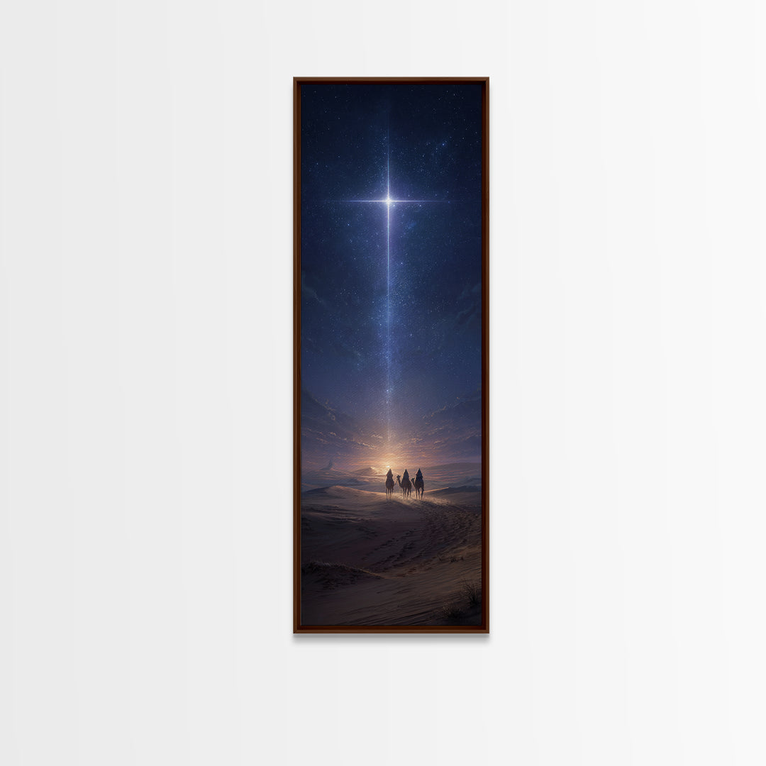Cross Above The Sands, Framed Canvas Print, Christian Art Canvas, Christmas Art, Christian Wall Art, Skinny Art, Christian Christmas
