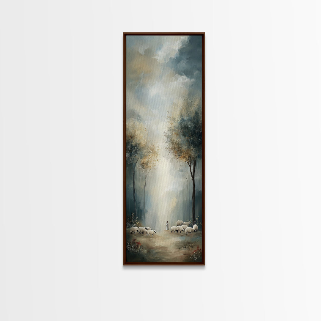 Forest Light Grace | Framed Canvas Print | Christian Art Canvas | Christian Wall Art | Christmas Art | Tall Narrow Wall Art | Christian Gif