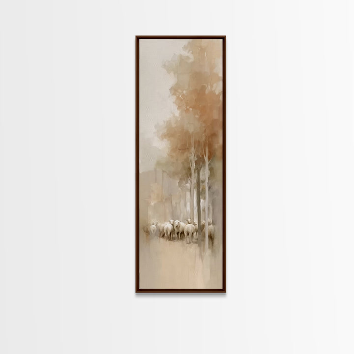 Quiet Woodland Flock – Framed Canvas Print – Christian Art Canvas – Christian Wall Art – Skinny Art – Christmas Art – Christian Christmas D