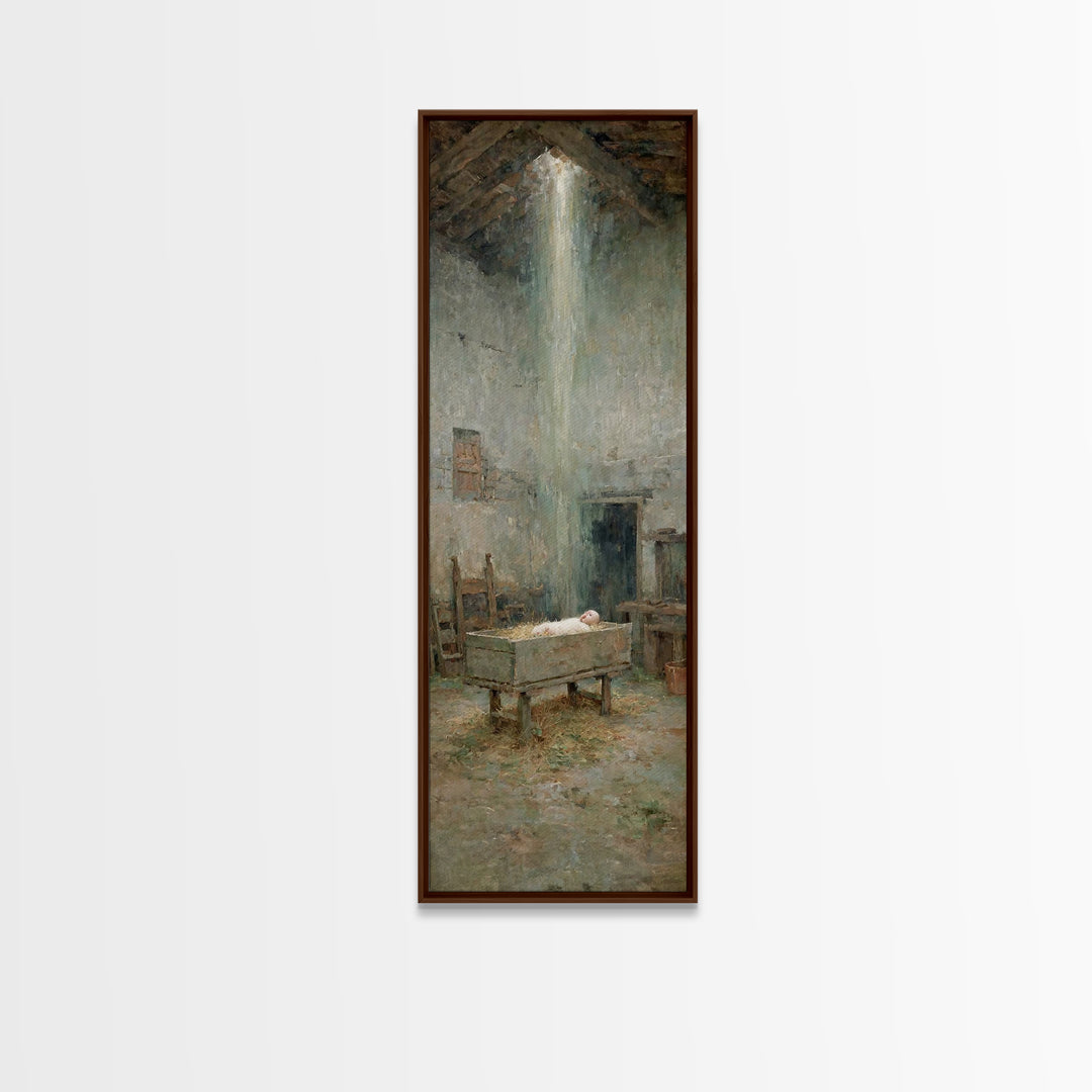 Silent Nativity Glow | Framed Canvas Print | Christian Wall Art | Christian Christmas Art | Christian Art Canvas | Jesus Painting | Christi