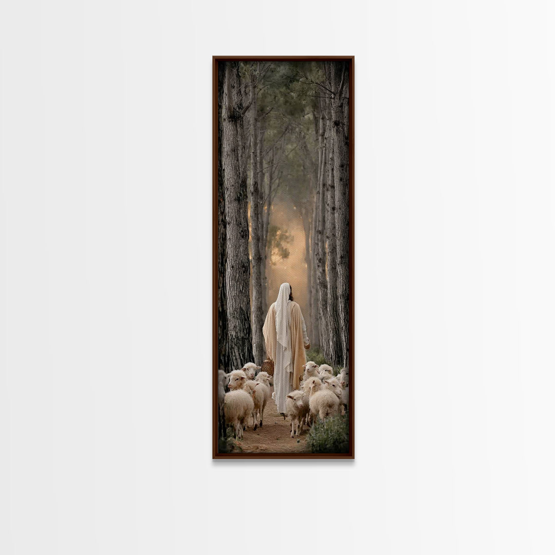 Woodland Guide, Framed Canvas Print, Christian Art Canvas, Christian Wall Art, Tall Narrow Wall Art, Jesus Painting, Christian Decor