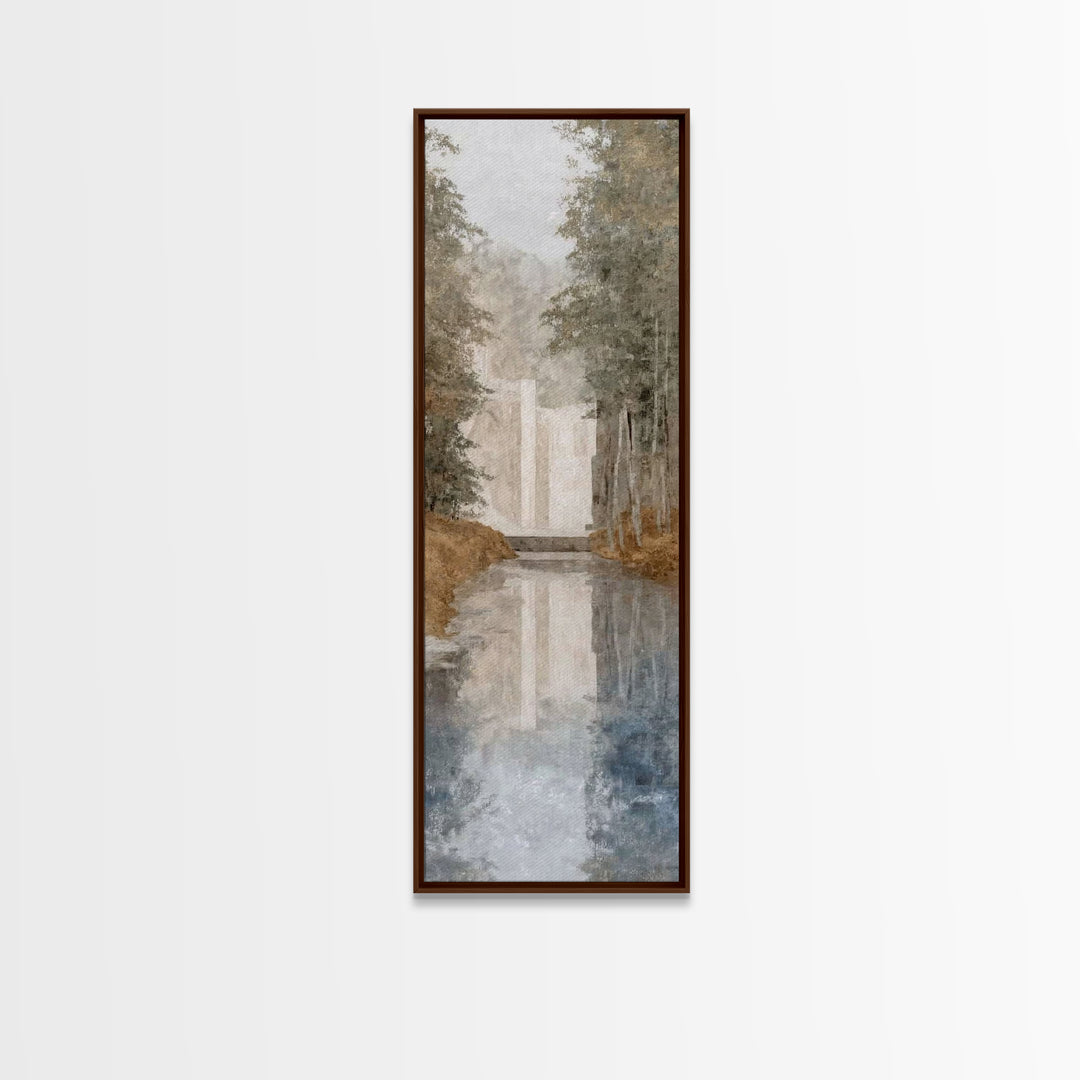 Misty Path Blessing – Framed Canvas Print – Christian Wall Art – Jesus Painting – Narrow Art – Christian Christmas Art