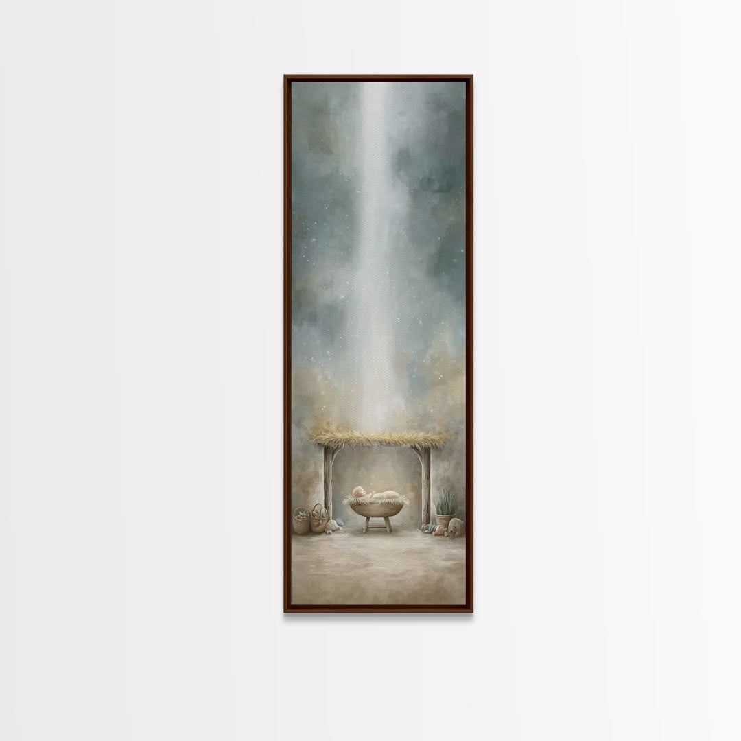 Radiant Stable Peace – Framed Canvas Print – Christian Art Canvas – Christian Wall Art – Jesus Painting – Christmas Art – Christian Decor –
